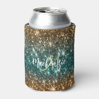 Heldere kleurrijke glitter blikjeskoeler