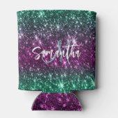 Heldere kleurrijke glitter blikjeskoeler (Achterkant)