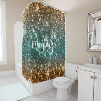 Heldere kleurrijke glitter douchegordijn