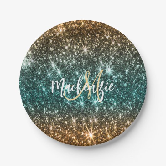 Heldere kleurrijke glitter papieren bordje (Voorkant)