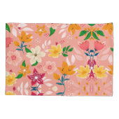 Heldere kleurrijke handgeschilderde bloemen kussensloop (Achterkant-Links)