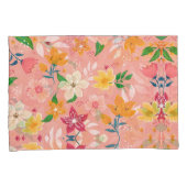 Heldere kleurrijke handgeschilderde bloemen kussensloop (Voorkant-Rechts)