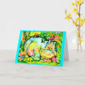 heldere kleurrijke hippopotamus en vogels kaart (Gele Bloem)