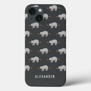 Heldere kleurrijke leuke cartoon luiaard iPhone 13 hoesje