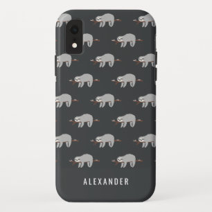 Heldere kleurrijke leuke cartoon luiaard iPhone XR hoesje