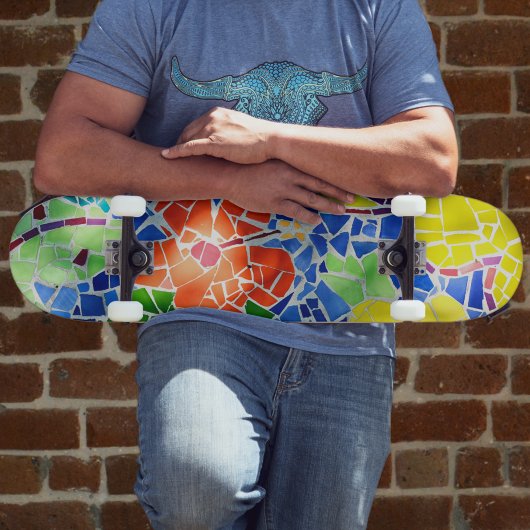 Heldere Kleurrijke Mozaïek Tegel Koi Visvijver Skateboard