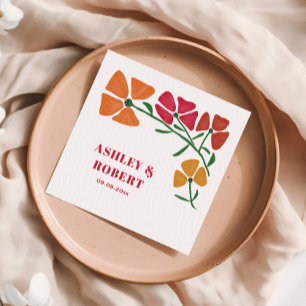 Heldere & kleurrijke Nouveau Floral bruiloft recep Servet