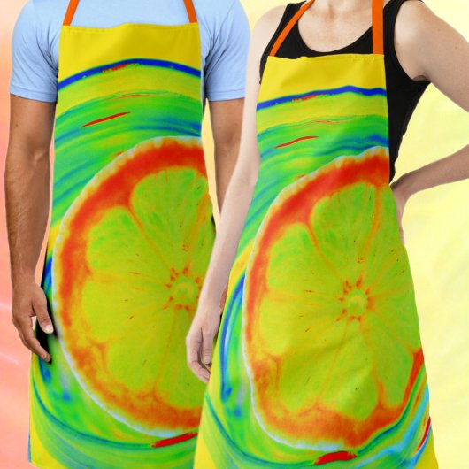 Heldere kleurrijke psychedelische tropische citrus schort