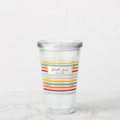 heldere kleurrijke regenboogstrips leuke school acryl drinkbeker (Achterkant)