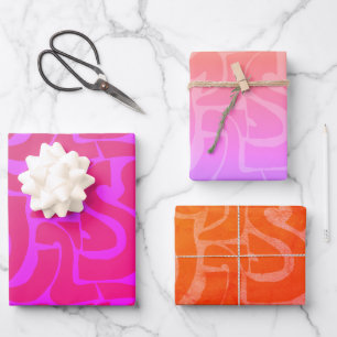 Heldere kleurrijke retro Abstracte organische vorm Inpakpapier Vel