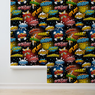 Heldere kleurrijke Retro Comic Pop Art Super Hero Behang