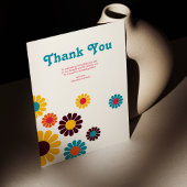 Heldere kleurrijke Retro Daisy bruiloft Bedankkaart