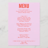 Heldere kleurrijke retro vet funky moderne bruilof menu (Voorkant)