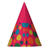 Heldere kleurrijke roze stippen feesthoedjes (Achterkant)
