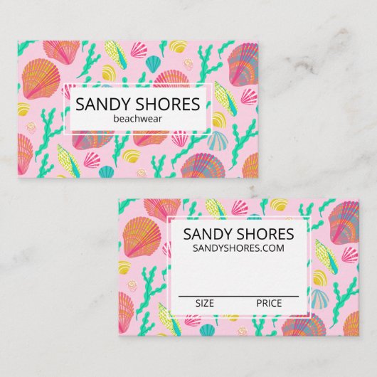 Heldere Kleurrijke Seashells Patroon CUSTOM HANG L Visitekaartje (Voorkant / Achterkant)