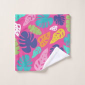 Heldere kleurrijke tropische zomerbladeren patroon bad handdoek (Wasdoekje)