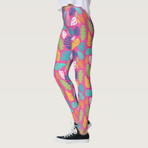 Heldere kleurrijke tropische zomerbladeren patroon leggings