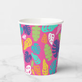 Heldere kleurrijke tropische zomerbladeren patroon papieren bekers (Links)