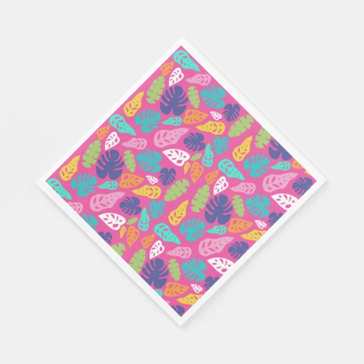 Heldere kleurrijke tropische zomerbladeren patroon servet (Hoek)