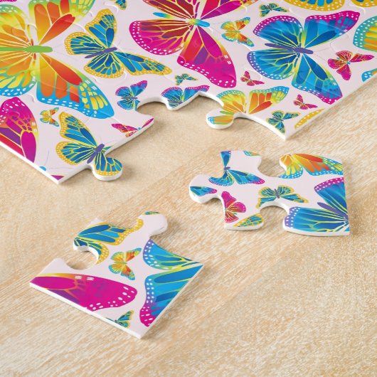 Heldere kleurrijke vlinders uitdaging puzzel legpuzzel (Zijkant)