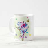 Heldere kleurrijke waterverf kameleon en bij. koffiemok (Voorkant links)