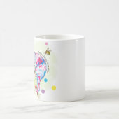 Heldere kleurrijke waterverf kameleon en bij. koffiemok (Center)