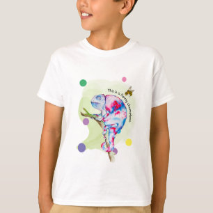 Heldere kleurrijke waterverf kameleon en bij. t-shirt
