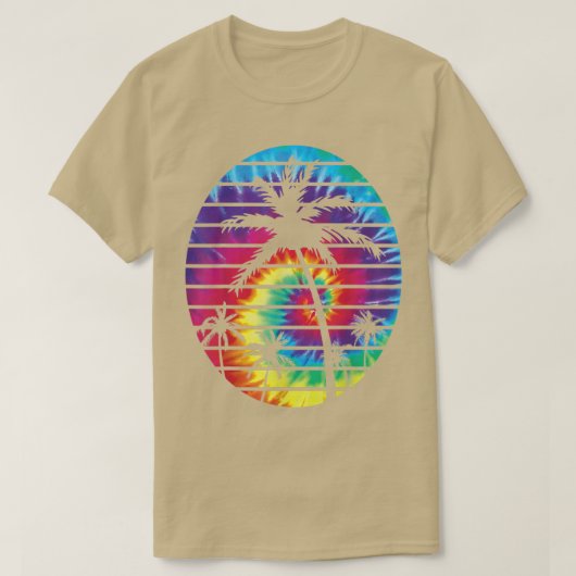 Heldere kleurstof met palmbomen, tropisch t-shirt (Design voorkant)