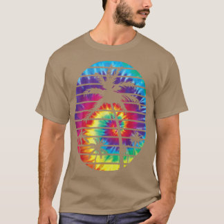 Heldere kleurstof met palmbomen, tropisch t-shirt