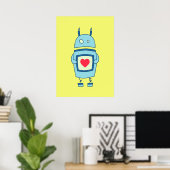 Heldere klundige robot met hart poster (Thuiskantoor)