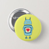 Heldere klundige robot met hart ronde button 5,7 cm (Voorkant /achterkant)