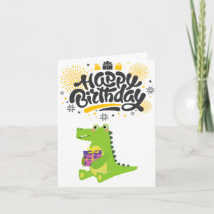 Heldere & Leuke Krokodil Gelukkige Verjaardag Kaart