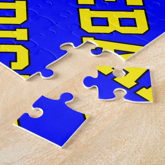 Heldere Leuke Levendige Geel Blauw Tegelende PICKL Legpuzzel (Zijkant)