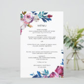 Heldere levendige bloemenmoderne bruiloft menu (Staand voorkant)