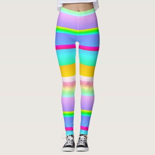 Heldere levendige gestreepte leggings (Voorkant)