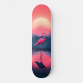 Heldere levendige moderne zonsondergang flamingo skateboard (Voorkant)