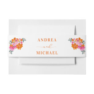 Heldere levendige roze & Oranje bloemenzomer bruil Uitnodigingen Wikkel