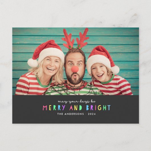 Heldere lichten op Slate Single Photo Holiday Briefkaart (Voorkant)