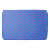 Heldere Magenta Polka Dots op Royal Blue Badmat (Voorkant)
