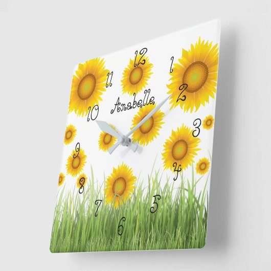 Heldere mooie en elegante zonnebloem vierkante klok (Hoek)