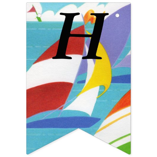 Heldere multi gekleurde zeilboten in Lake Sky Vlaggetjes (Eerste vlag)