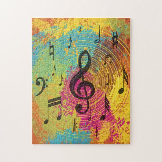 Heldere Muzieknoten op de explosie van kleur Legpuzzel (Verticaal)