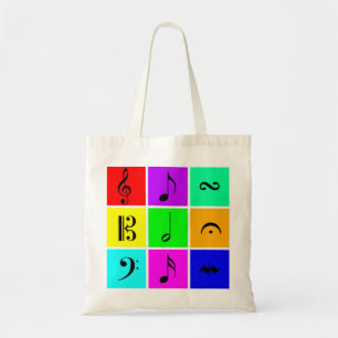 heldere muzieksymbolen tote bag
