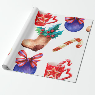 Heldere, naadloze nieuwjaarspatronen van snoepjes, cadeaupapier