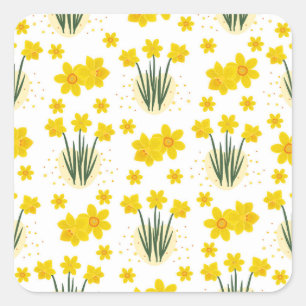 Heldere narcissen, naadloos patroon vierkante sticker