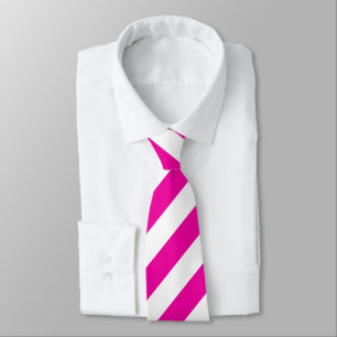 Heldere Neon Hot Pink en White Stripe Necktie Stropdas