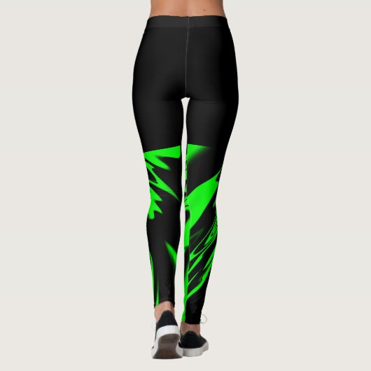 Heldere neon lime groen en zwart design Leggings (Achterkant)