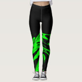 Heldere neon lime groen en zwart design Leggings (Voorkant)