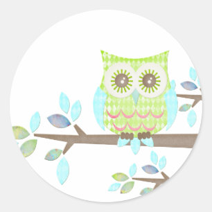 Heldere ogen Owl in de boom Ronde Sticker