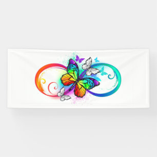 Heldere oneindigheid met regenboog vlinder spandoek